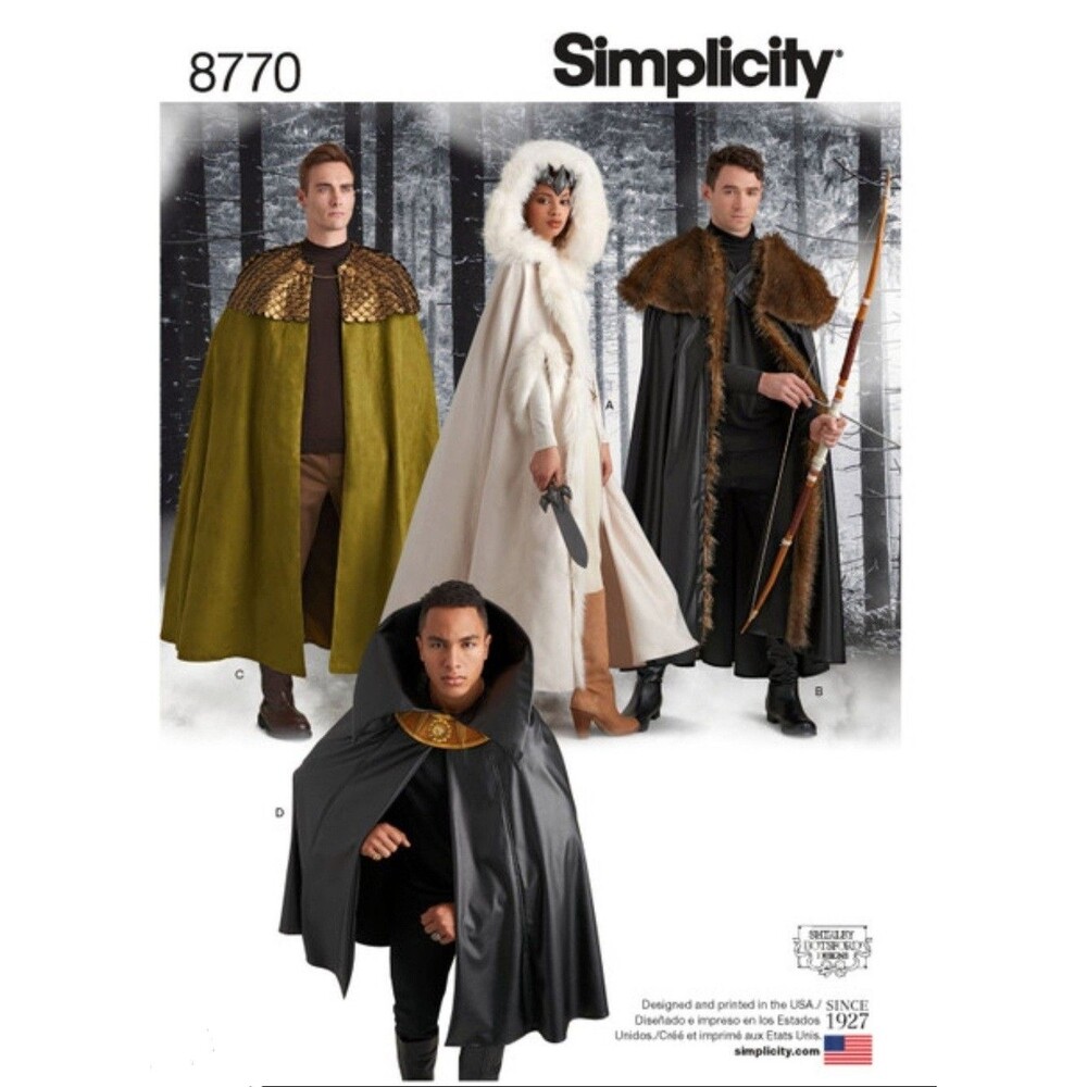 Simplicity 8770 R10721 Unisex Costume Capes Cosplay Sewing Pattern Uncut ONE SZ